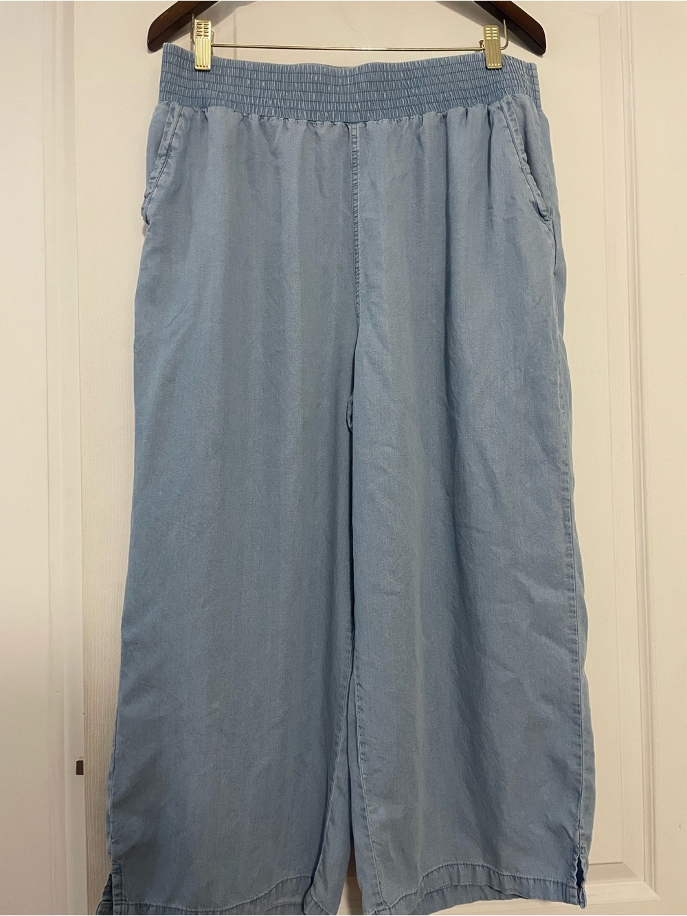 DNKY Light Blue Wide Leg Elastic Waist Pants Size XL